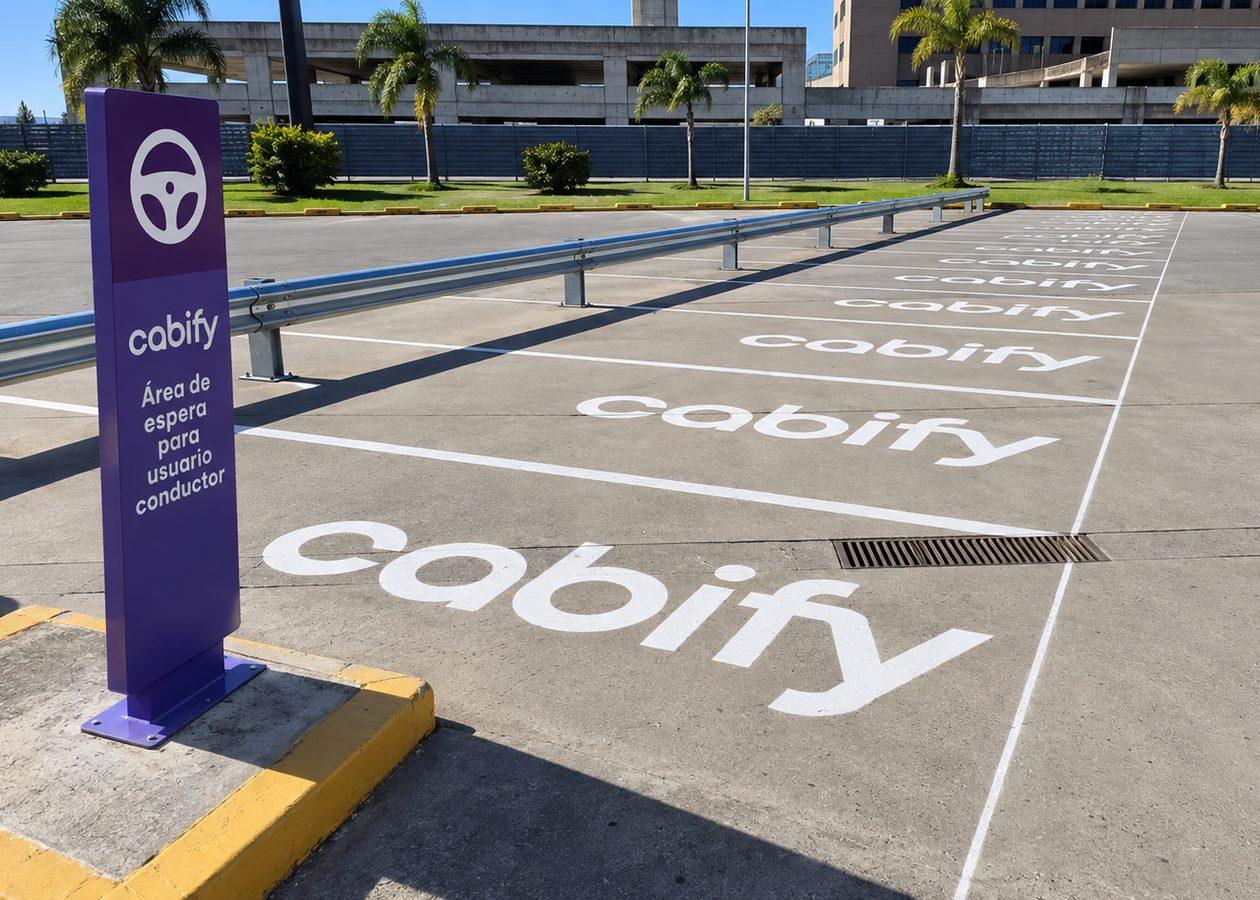 Tótem de Cabify en el área de espera para conductores del Aeropuerto de Ezeiza